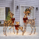 3-Piece Lighted Christmas Reindeer Family Set with 210 Warm White LEDs – Indoor and Outdoor Decoration