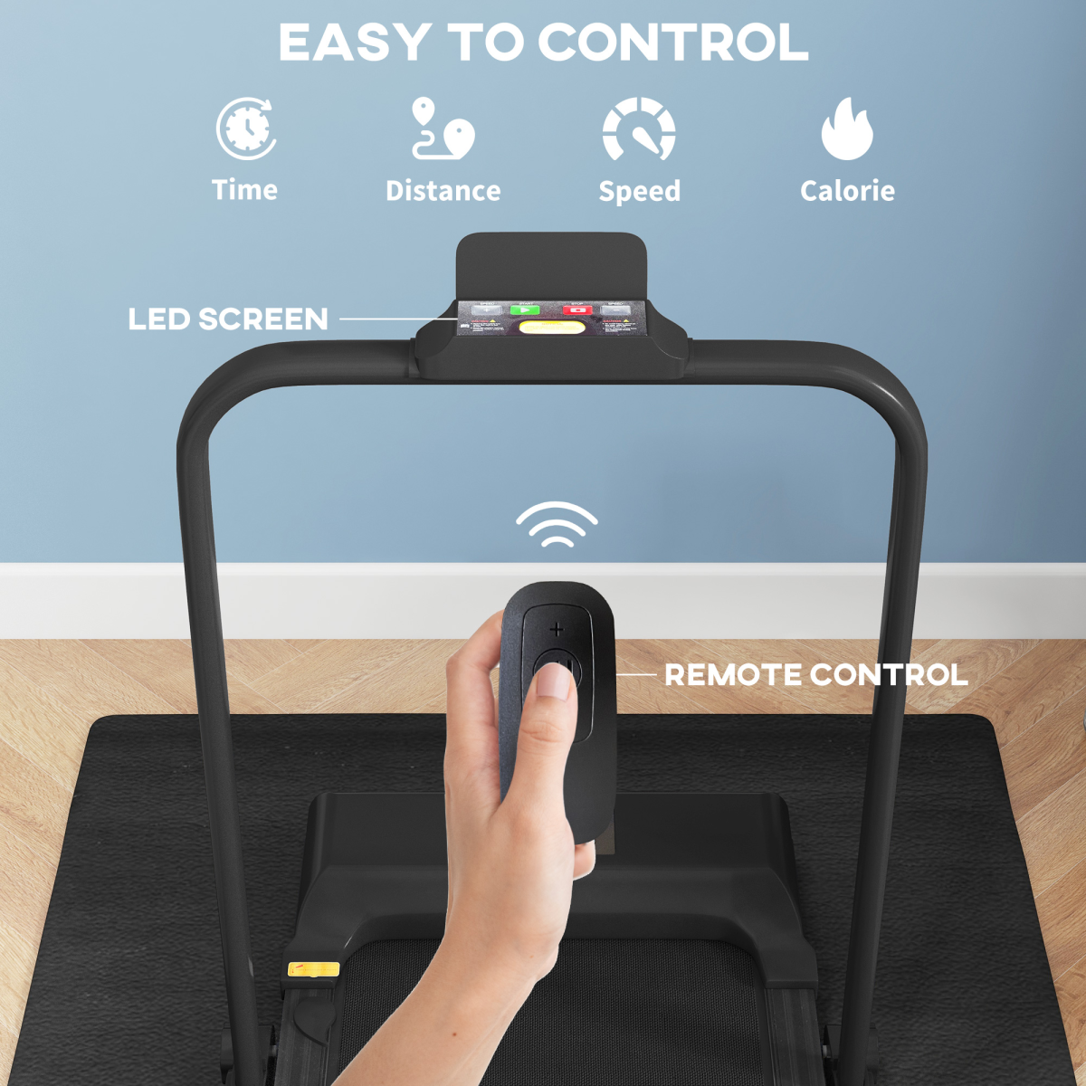 HOMCOM 2.5HP Folding Treadmill Walking Pad with Remote Control, 1-10km/h – Home Running Machine, Black