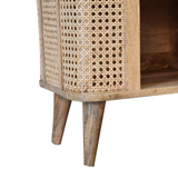 Artisan Furniture Solid Wood Larissa Open Double Cabinet with Rattan Design – 4 Shelves, Beige