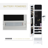 Freestanding LED Mirror Jewellery Armoire with Drawer & Hairdryer Holder – Full Length Mirror