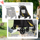 PawHut Foldable Dog Stroller with Universal Wheels, Shock Absorbers & Rear Brake – Pet Carriage, Grey