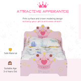 Princess Crown & Flower Wooden Toddler Bed with Safety Side Rails & Slats – Pink, Ages 3-6