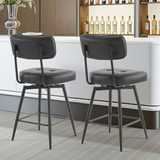 Set of 2 Black PU Leather Swivel Bar Stools with Button-Tufted Backrest & Footrest – Kitchen Island Seating