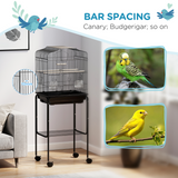 PawHut Bird Cage for Budgies, Finches, Canaries & Parakeets with Stand, Wheels & Slide-Out Tray – Black