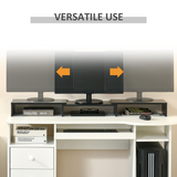 Vinsetto Monitor Stand Riser with Extendable Length 80-117cm and Three-Part Storage – Desk Shelf for Two Laptops
