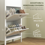 3-Drawer Shoe Cabinet with Flip Drawers for 21 Pairs – Slim Hallway Shoe Storage, White and Oak
