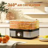 HOMCOM 5 Tier Food Dehydrator, 245W with Adjustable Temperature for Drying Fruit, Meat & Vegetables, Black