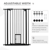 PawHut Extra Tall Auto-Close Dog Gate with Cat Door, 74–80cm – Steel Stair Gate with Rotatable Locks