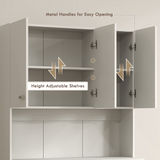 HOMCOM Freestanding Kitchen Cupboard with Doors, Drawer & Open Shelf – Storage Cabinet, Cream White
