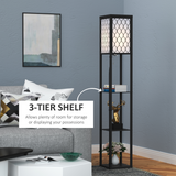 4-Tier Open Shelf Wooden Floor Lamp, 160cm – Black/White