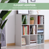 9 Cube Storage Unit Bookcase with Display Shelves, Chipboard – Versatile Home Organiser, White