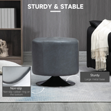 HOMCOM 360° Swivel PU Leather Footstool Ottoman with Steel Base – Footrest or Extra Seat, Grey