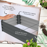 Outsunny Galvanised Steel Raised Garden Bed, 240cm Elevated Planter Box with Open Bottom, Grey