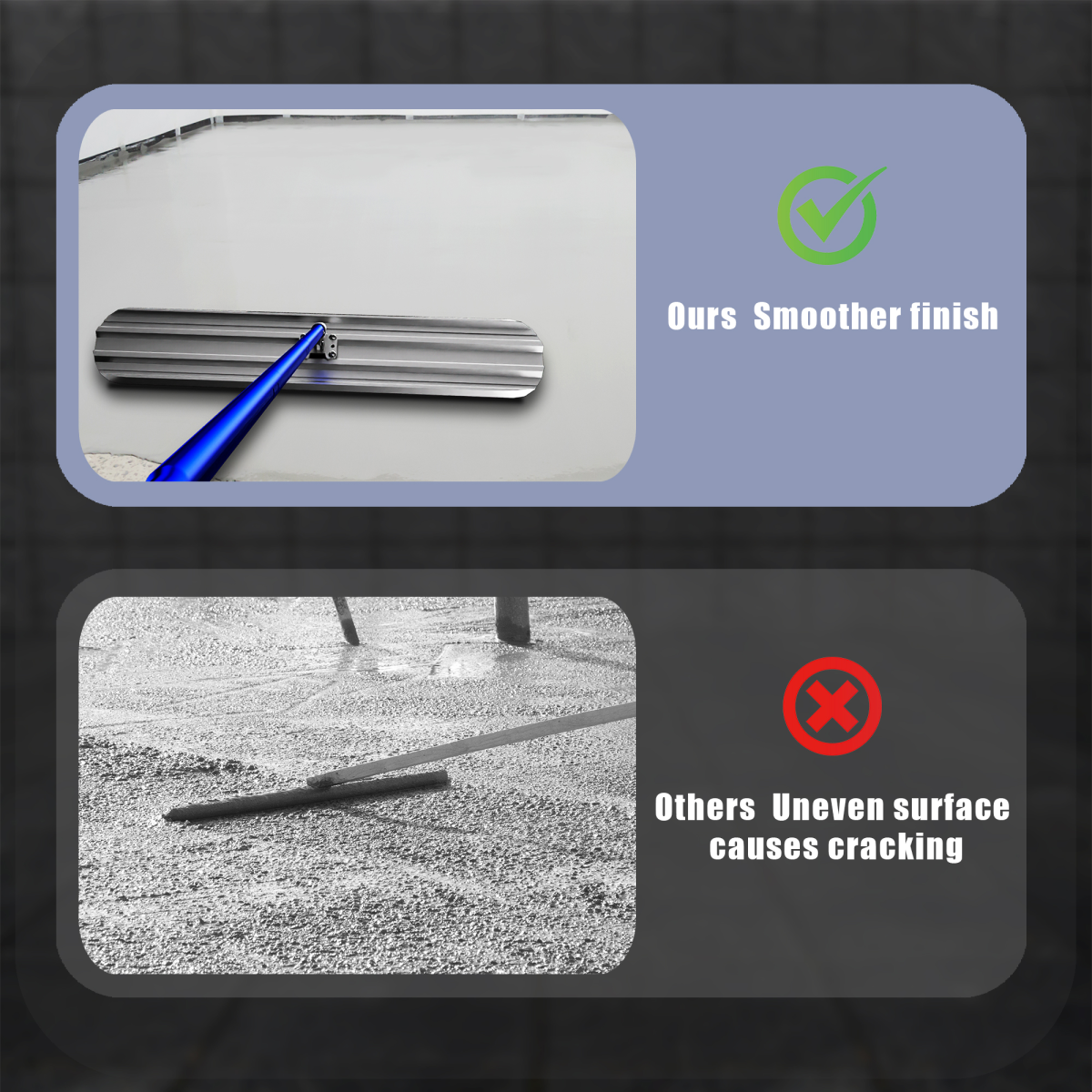 Bull Float Concrete Kit, 48 x 8 in Magnesium Aluminium Board with 4 Combinable Handles, Toolbox & Trowel