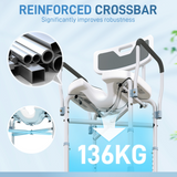 HOMCOM Shower Stool with Padded Seat, Drainage Holes & Aluminium Frame – 136kg Capacity, Adjustable Height