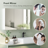 HOMCOM Wall-Mounted Bathroom Mirror Cabinet with 3 Mirrored Doors & 4 Adjustable Shelves – Storage, White