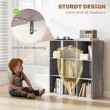 9-Cube Bookcase with Open Compartments & Anti-Tip Kit – Storage Display Shelf Unit, Marble Grey