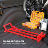 HOMCOM Foldable Ride-On Lawn Mower Lift, 400kg Capacity – Telescopic Maintenance Jack for Mowers & ATVs, Red