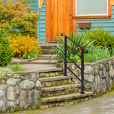 Wrought Iron Handrail for Outdoor Steps – Fits 1 to 3 Steps, Powder-Coated with Installation Kit, Black