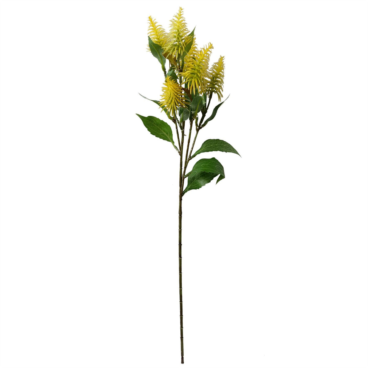 Artificial Yellow Callistemon Bottle Brush Stems, Pack of 6 – 55cm Wired Faux Flowers