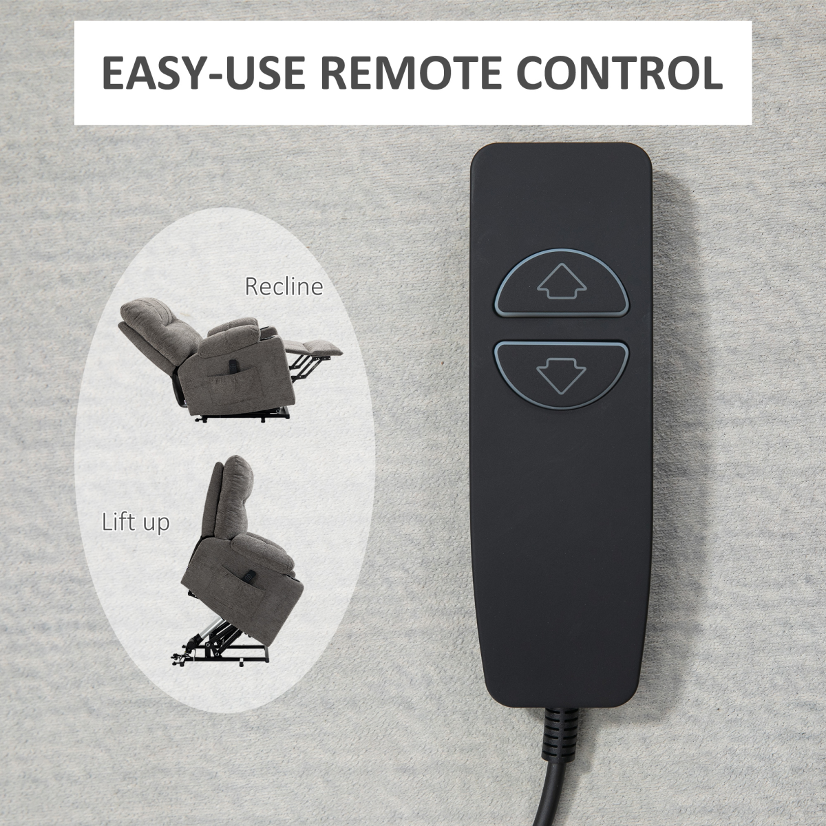 HOMCOM Heavy Duty Riser Recliner Lift Chair with Handset Control – Electric Recliner, Grey