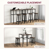 HOMCOM 6-Piece Industrial Bar Table Set with 2 Tables & 4 Stools – Footrests, Brown