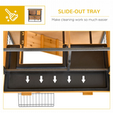 PawHut Wood-Metal Rabbit Hutch with Run, Ramp & Pull-Out Tray – Elevated Outdoor Pet House, 89.5cm