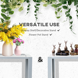 Outsunny 2-Tier Plant Stand with Cut-Out Shelves – Galvanised Steel Display Rack for Patio & Balcony