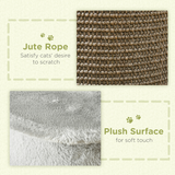 PawHut 58cm Corner Wall-Mounted Cat Scratching Post with Plush Platform, Sisal Rope & Toy Balls, Grey