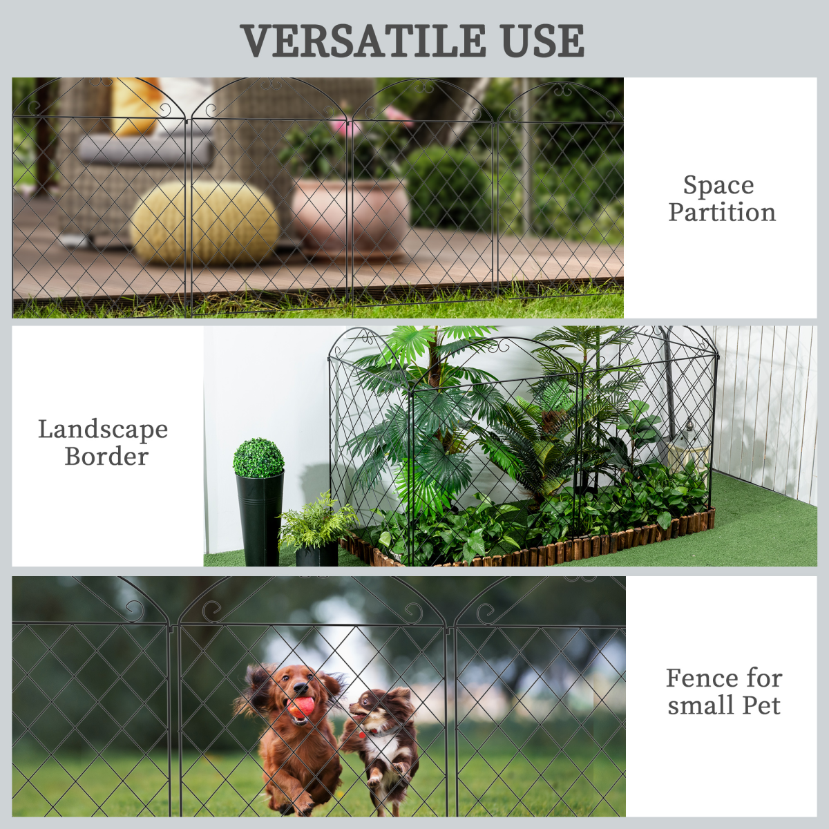 Outsunny Decorative Garden Fence Panels with Vine Pattern – Flower Bed Border Edging and Animal Barrier