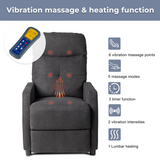 Electric Massage Recliner Chair with 6-Point Vibration & Heat – Home Lounge TV Chair, Black Fabric