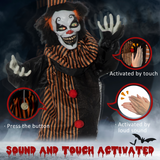 HOMCOM 67 Inch Life Size Halloween Talking Circus Clown with Light-Up Eyes and Laughter – Indoor/Covered Outdoor