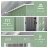 Outsunny 6.8 x 4.3ft Outdoor Garden Storage Shed with Ventilation & Sloped Roof – Tool Store, Green
