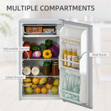 HOMCOM 91L Freestanding Under Counter Fridge with Reversible Door & Salad Drawer – Adjustable Shelves, Grey