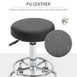Outsunny Adjustable Salon Stool with PU Leather Seat and Footrest – Backless Saddle Stool on 5 Castors