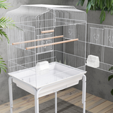 Bird Cage Starter Kit with Detachable Rolling Stand, Perches, Swing & Storage Basket – White