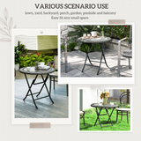 Outsunny Folding Round Garden Table with Tempered Glass Top and PE Rattan Edging – Patio Table, Grey