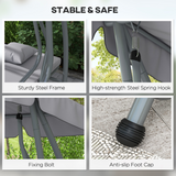 Outsunny 2-in-1 3-Seater Garden Swing Chair with Adjustable Canopy, Side Trays & Pillows – Converts to Bed, Grey