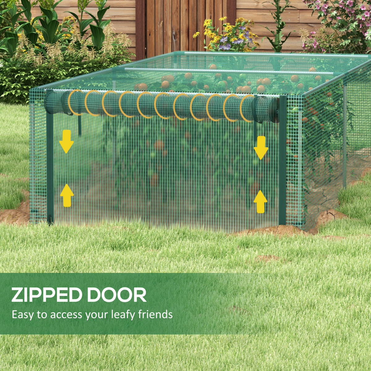 Outsunny 8ft x 4ft Plant Protection Tent Crop Cage with Zipped Door – Fruit & Vegetable Net Cover, Green