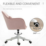Vinsetto Velvet-Feel Office Chair with Rechargeable Massage Lumbar Pillow – Tub Back Swivel Desk Chair
