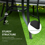 Outsunny 106cm Round Tempered Glass Garden Dining Table with Parasol Hole – Steel Frame Patio Furniture