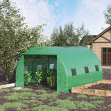 Walk-in Polytunnel Greenhouse with Zipped Door & Roll-up Windows – Galvanised Steel Frame, 300 x 397 x 200cm, Green