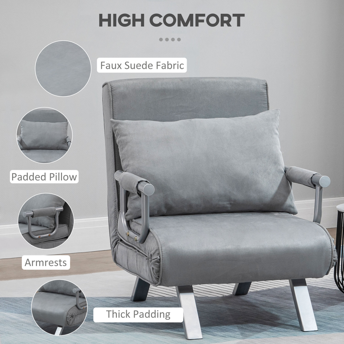HOMCOM sofa bed armchair with included cushion
