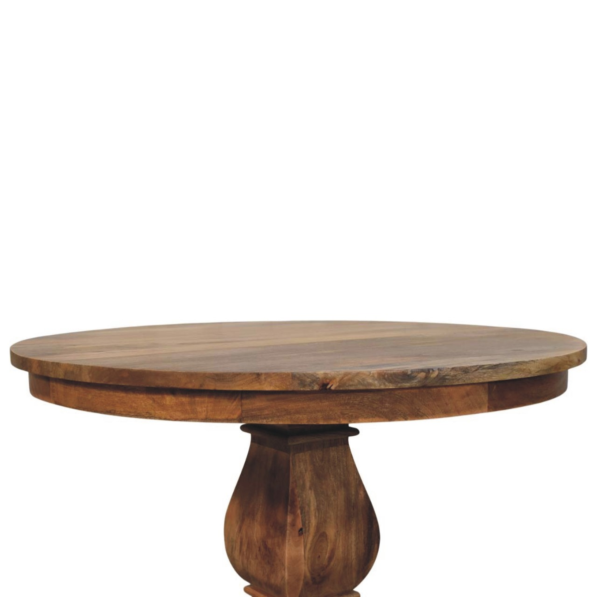 Artisan Furniture Valentina Solid Wood Round Dining Table with Sculpted Pedestal Base – Beige