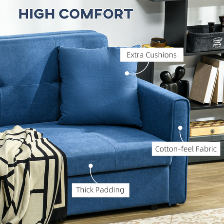 HOMCOM Blue Sofa Bed fabric texture close-up