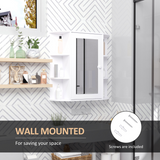 HOMCOM Wall-Mounted Bathroom Mirror Cabinet with Open Side Shelves – Spacious Family Storage