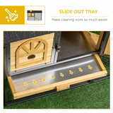 PawHut Two-Tier Outdoor Rabbit Hutch with Run, Removable Tray & Asphalt Roof – Wood and Steel Bunny Cage