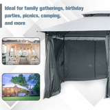 Patio Gazebo with 2-Tier Polyester Canopy & Powder-Coated Steel Frame – Extra-Large Garden Shelter, Sage Grey