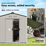 Outsunny 9x6ft Galvanised Steel Garden Shed with Sliding Lockable Double Door & Vents – Tool Storage, Silver Grey