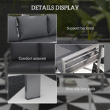 Outsunny 3-Seater Aluminium Garden Bench with Cushions, Armrests & Backrest – Patio Sofa, Grey
